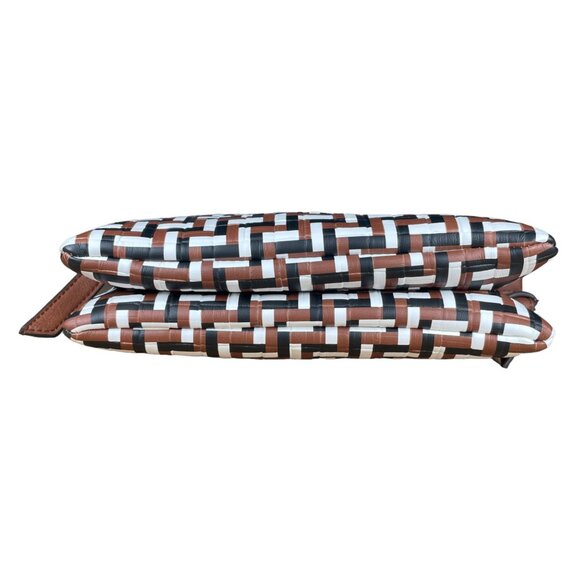 Frye & Co Faux Leather Brown Black & White Print Women's Crossbody Shoulder Bag - Picture 4 of 16